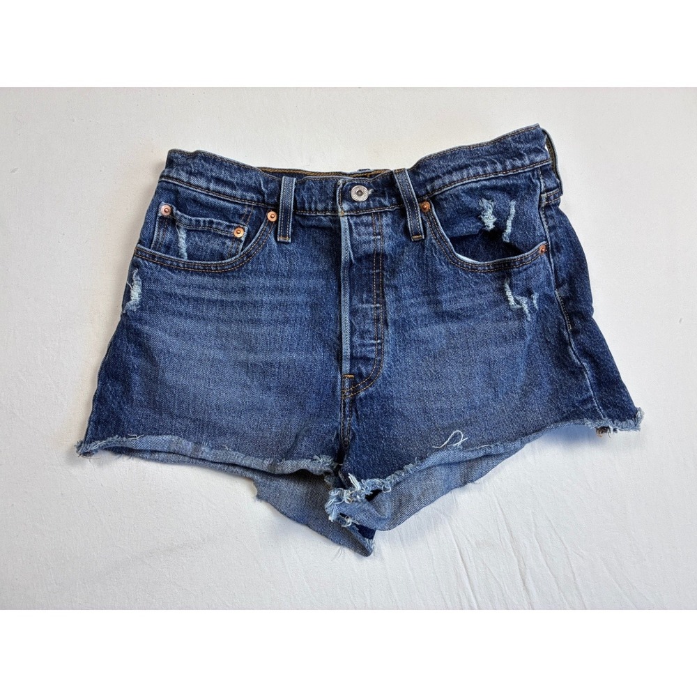 Levi's Women's 501 Denim Cutoff Shorts W29 High Rise Button Fly Blue PC9-56327